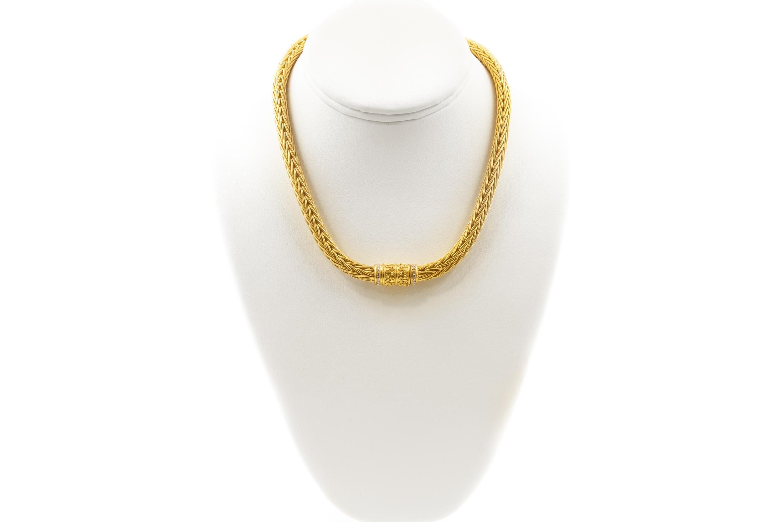 Estate 18k Yellow Gold Woven Wheat Necklace, Bracelet and Earrings by La Pepita 1