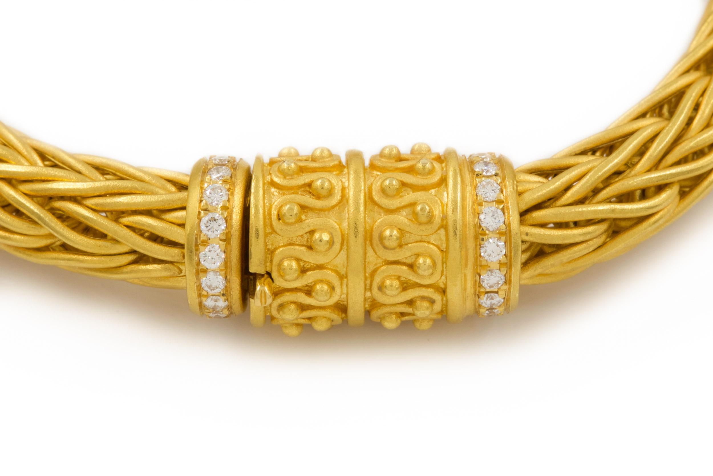 Estate 18k Yellow Gold Woven Wheat Necklace, Bracelet and Earrings by La Pepita 2