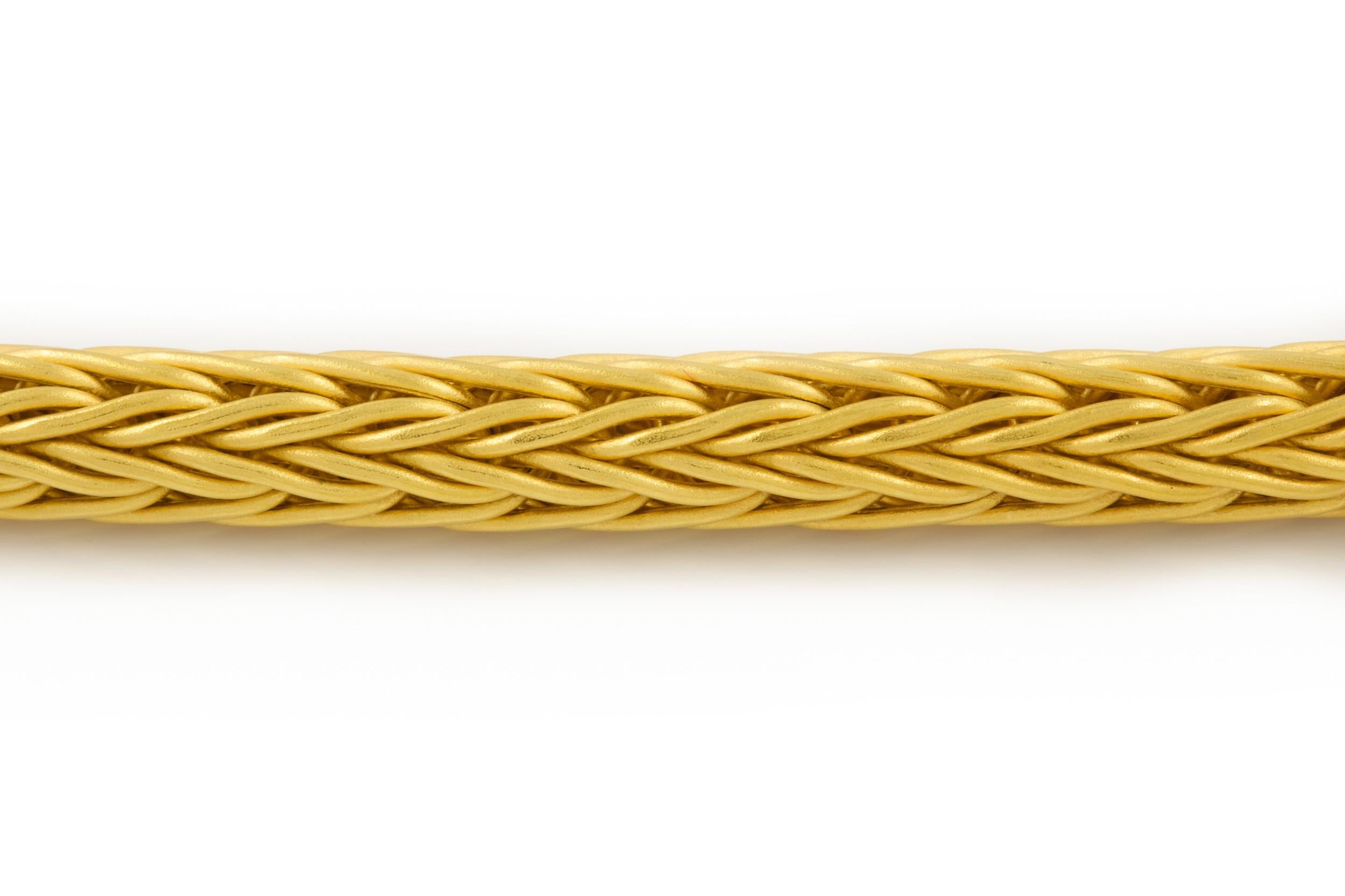 Estate 18k Yellow Gold Woven Wheat Necklace, Bracelet and Earrings by La Pepita 3
