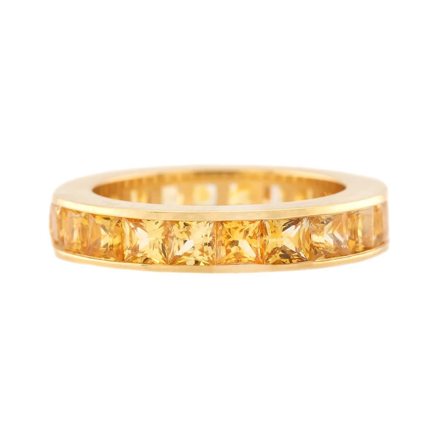 Nachlass 18k Gelber Saphir Eternity-Ring (Moderne) im Angebot