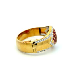 Pulsera Estate 18K YG Bangle con diamantes redondos de 5 quilates y rubí de 10,5 quilates