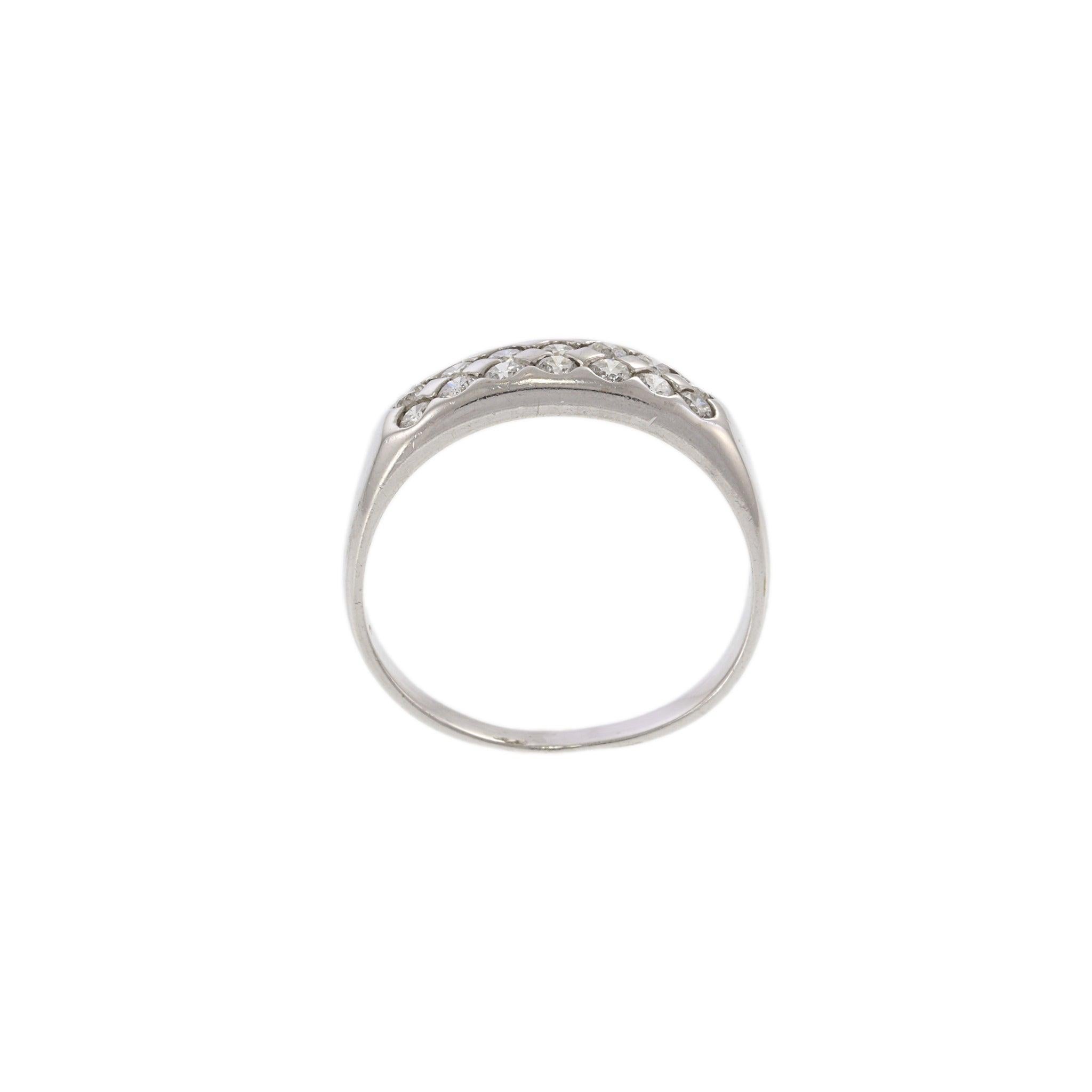 De las mujeres Anillo de diamantes de doble fila Estate 18KT en venta