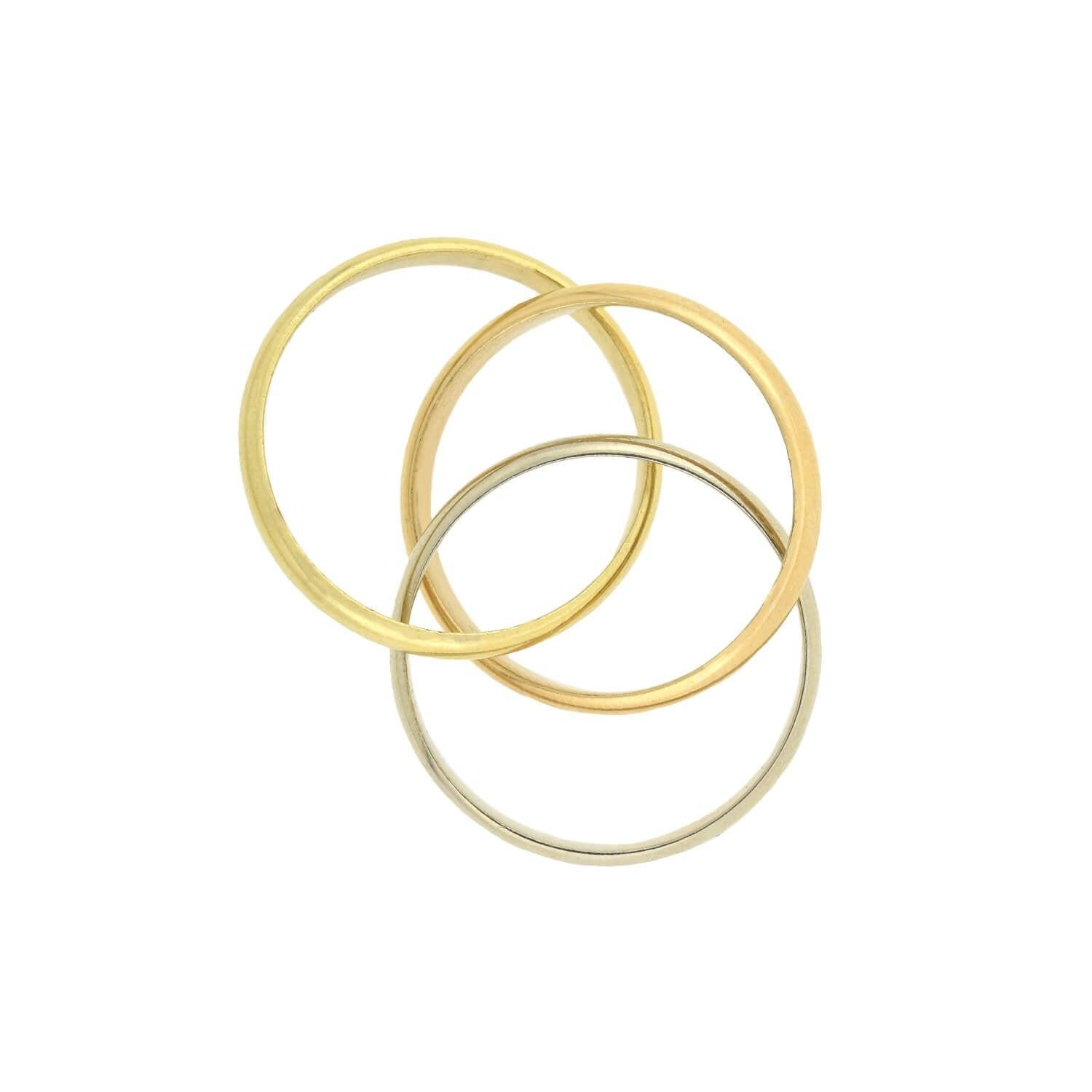 Estate 18kt Gold 3-Tone Trinity Roller Ring In Good Condition For Sale In Narberth, PA