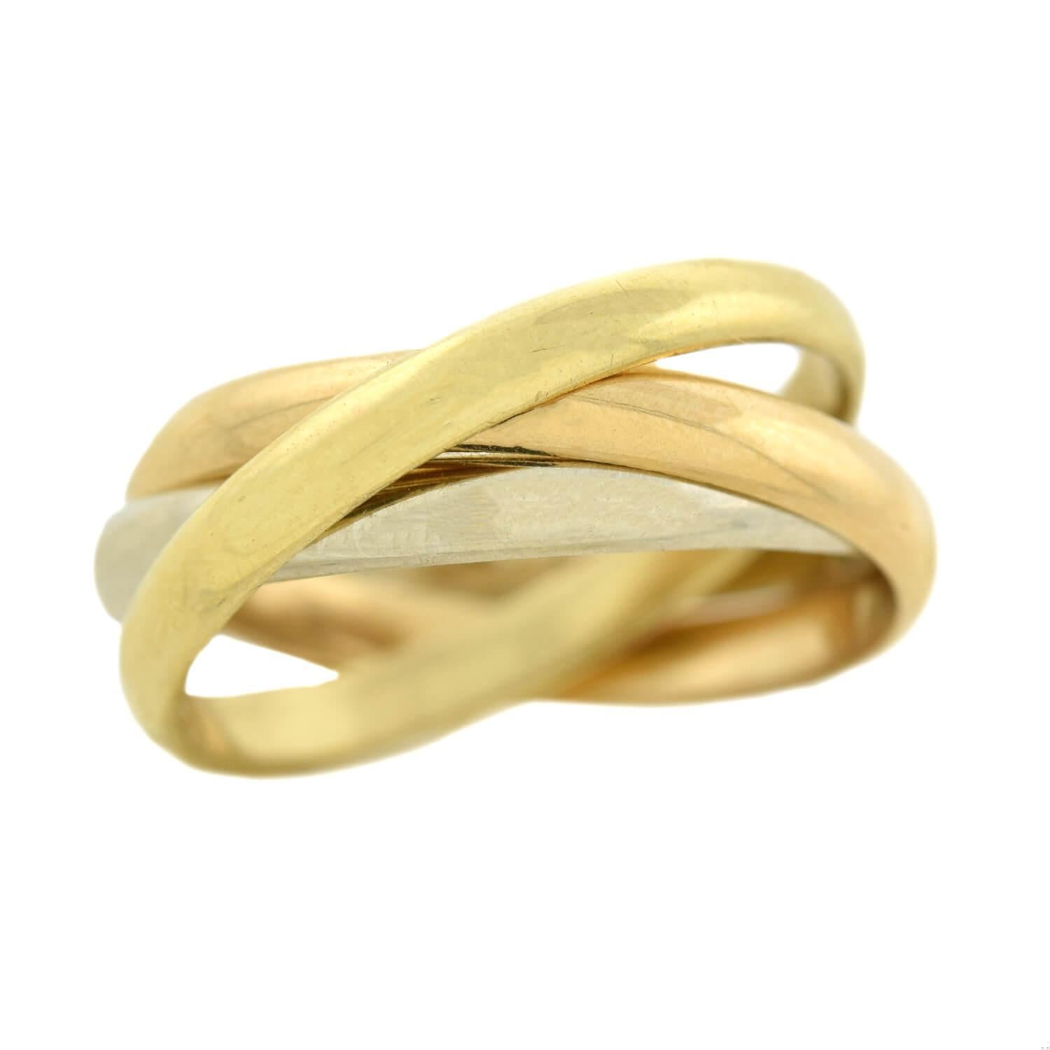 Women's Estate 18kt Gold 3-Tone Trinity Roller Ring For Sale
