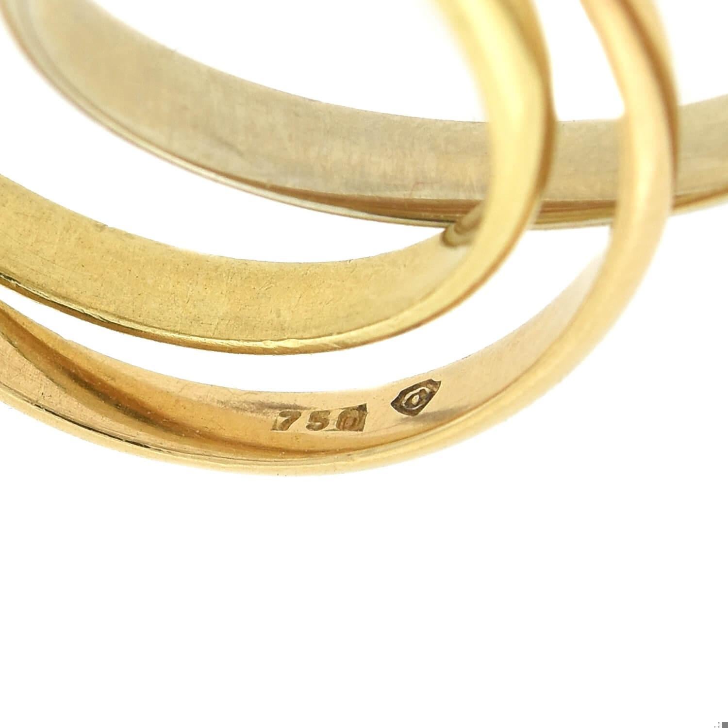 Estate 18kt Gold 3-Tone Trinity Roller Ring For Sale 2
