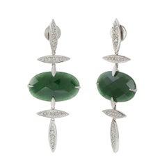 Pendientes de gota de jade y diamantes Carla Amorim de oro blanco de 18 quilates