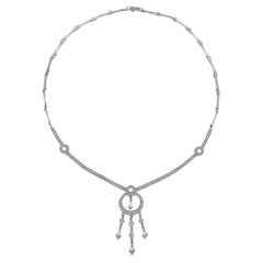 Estate 18KT White Gold Diamond Drop Necklace