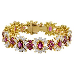 Bracciale Estate in oro giallo 18KT con diamanti e rubini
