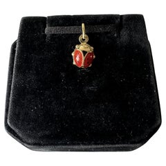 Estate 18kt Yellow Gold Enamel Ladybug Pendant, Pre-Loved