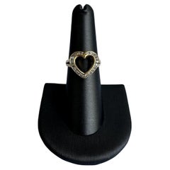 Estate 18kt Yellow Gold Natural Diamond Heart Ring - 0.15ctw, Size 6.5