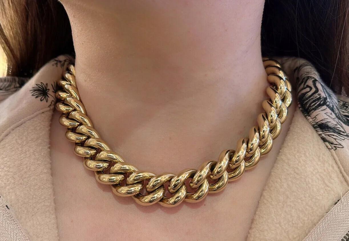 Nachlass 18mm Große geschwungene Gliederhalskette 18 Zoll in 18 Karat Gelbgold 6