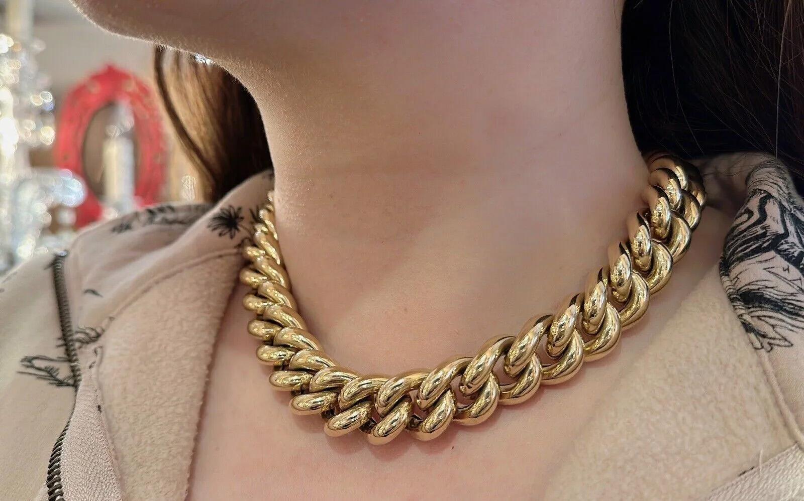 Nachlass 18mm Große geschwungene Gliederhalskette 18 Zoll in 18 Karat Gelbgold im Zustand „Gut“ in La Jolla, CA