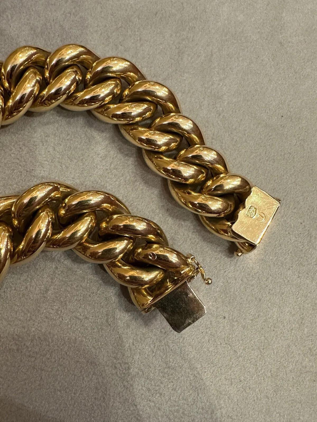 Nachlass 18mm Große geschwungene Gliederhalskette 18 Zoll in 18 Karat Gelbgold für Damen oder Herren