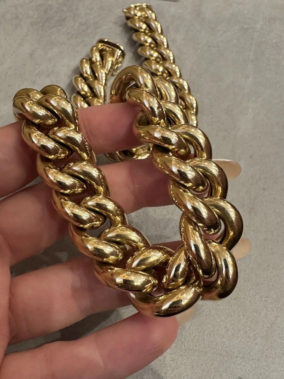 Nachlass 18mm Große geschwungene Gliederhalskette 18 Zoll in 18 Karat Gelbgold 1