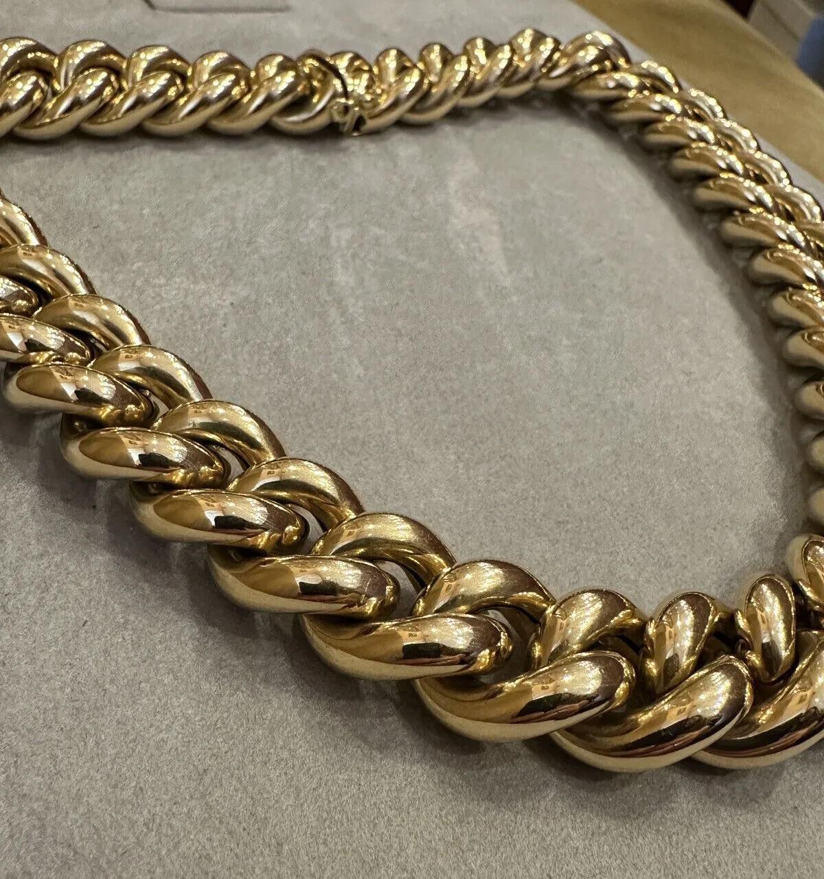 Nachlass 18mm Große geschwungene Gliederhalskette 18 Zoll in 18 Karat Gelbgold 5
