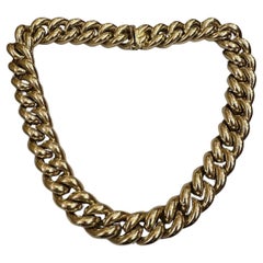 Estate 18mm Large Curb Link Necklace 18 inches in 18k Yellow Gold