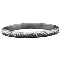 Estate 1920s Art Deco Platinum Engraved Wedding Band Size 6 - VHK#975