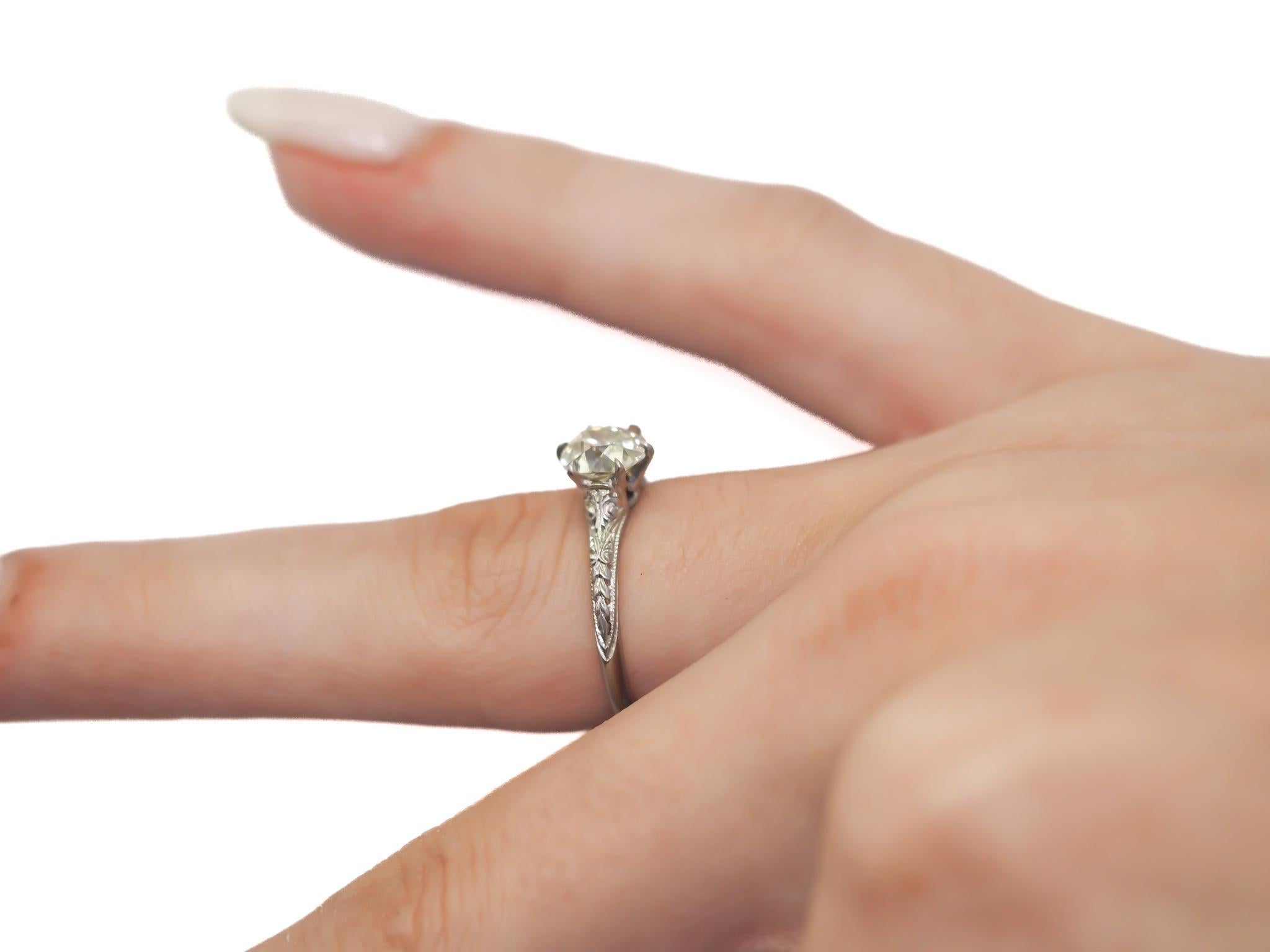 Bague de fiançailles en platine GIA 1.15ct Old European Diamond - VEG#37b Bon état - En vente à Hicksville, NY