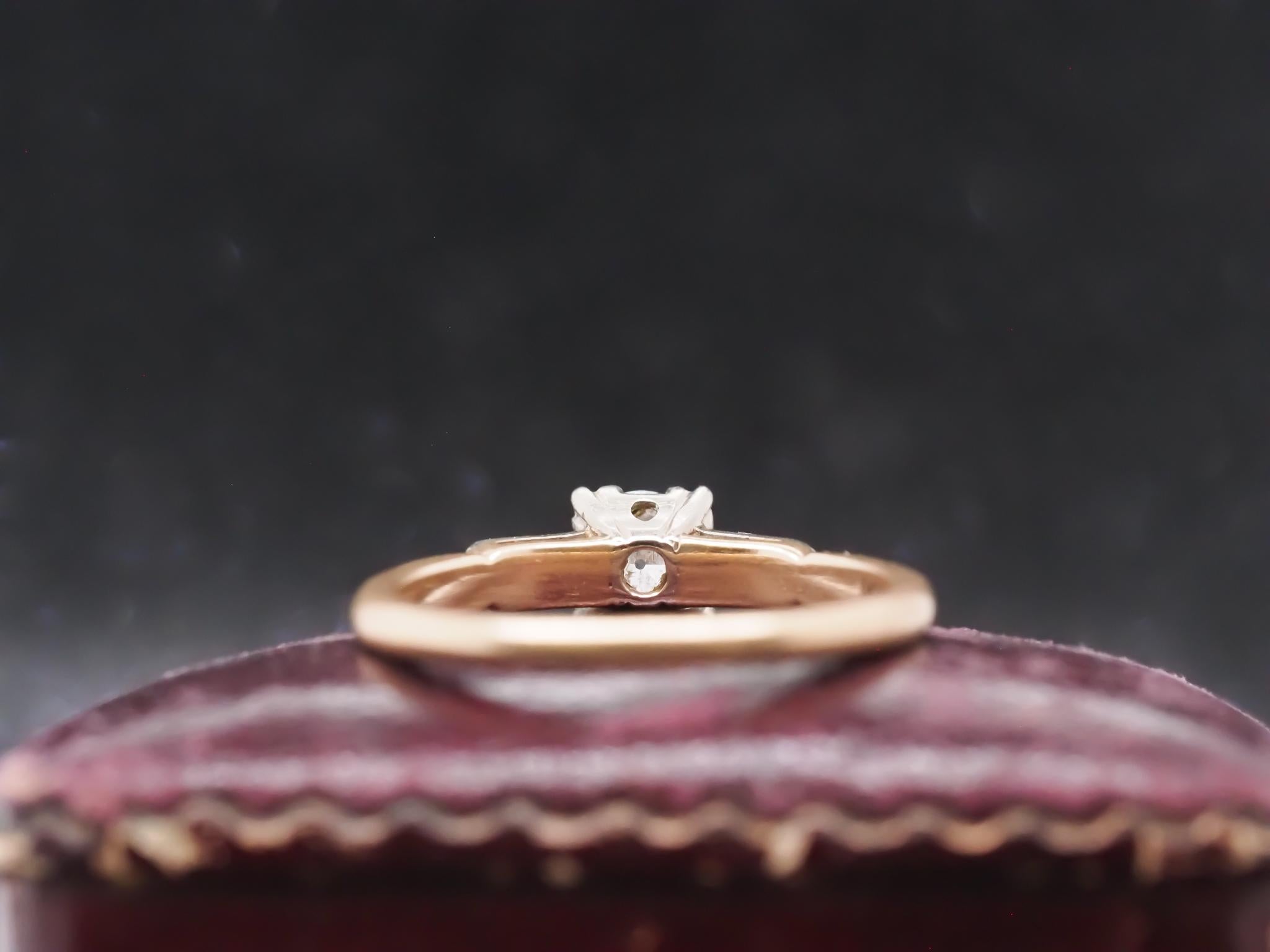 Estate 1940s 14K Yellow Gold .50ct Old European Diamond Engagement Ring - VHK#97 In Good Condition For Sale In Hicksville, NY