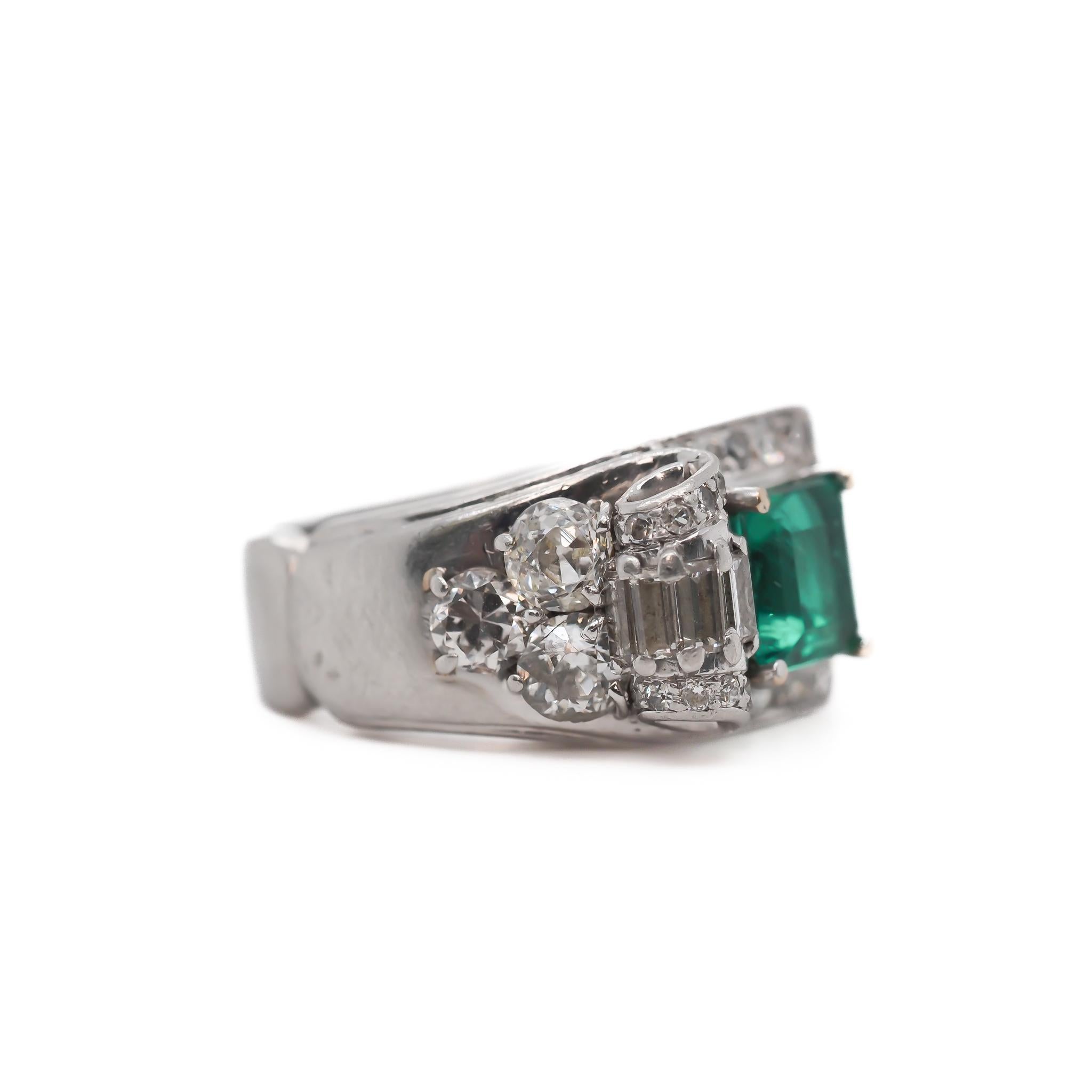 Anello in platino AGL con smeraldo colombiano e diamanti - VEG#81b in vendita 2