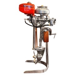 Used Estate 1950s American "Mighty Mite" Neptune Outboard Motor on Custom Made Stand