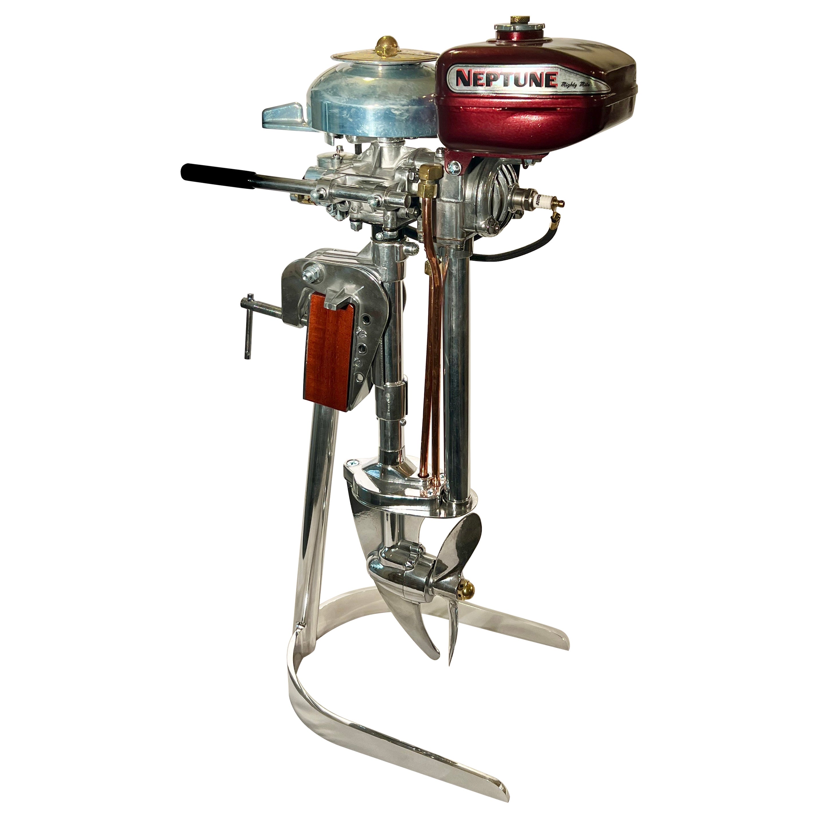 Estate 1950's American "Mighty Mite" Neptune Outboard Motor on Custom Made Stand