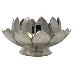 Estate 1950's American Reed & Barton Silver 3 Pieces Lotus Flower Butter Dish