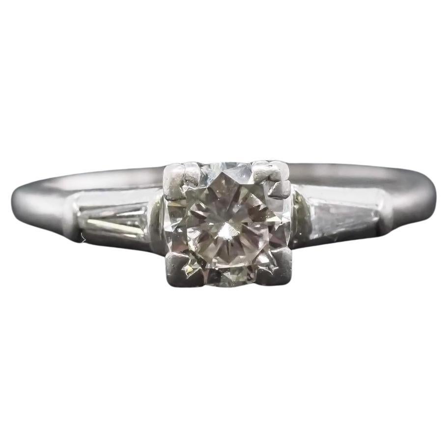 Estate 1950s Platinum .65ct Diamond Engagement Ring - VHK#405a
