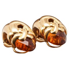 Estate 1970s 18K Yellow Gold Roberto Legnazzi Citrine Earrings - VHK#447A