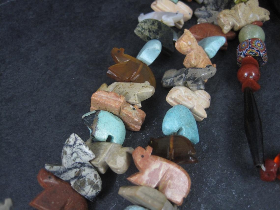 Estate 1970 Zuni Carved Fetish Bear Necklace Unisexe en vente