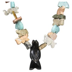 Nachlass 1970er Jahre Zuni geschnitzte Fetisch-Bär-Halskette