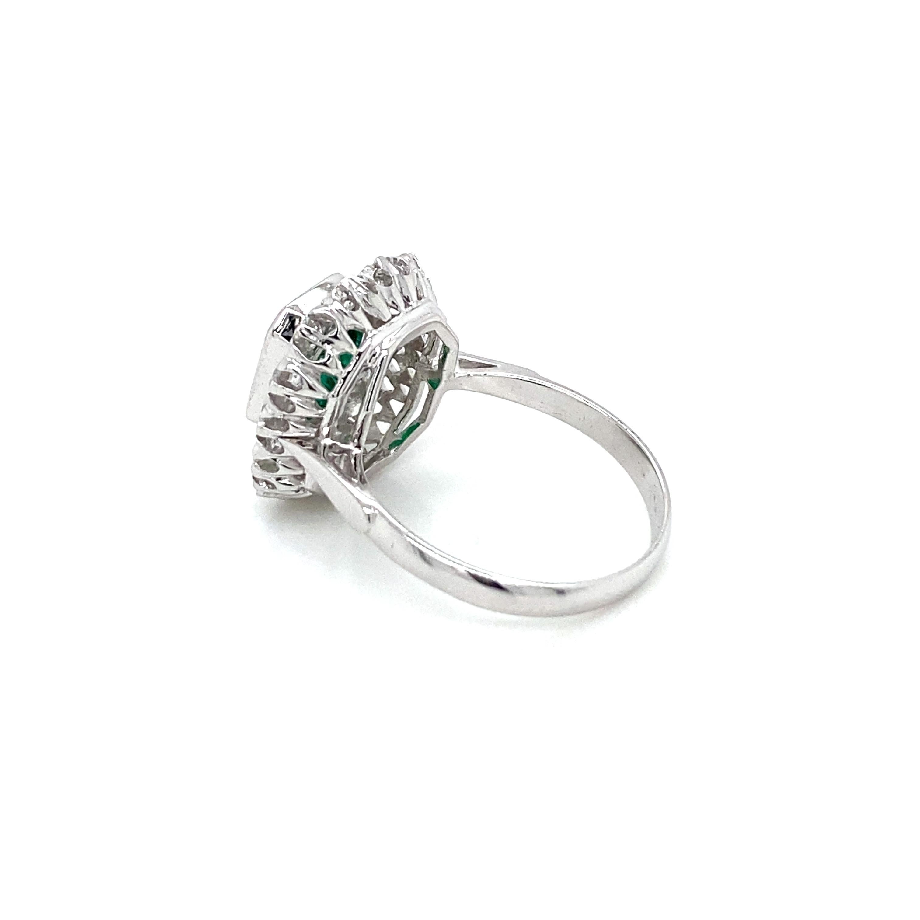 Estate Emerald Diamond Engagement Ring 5