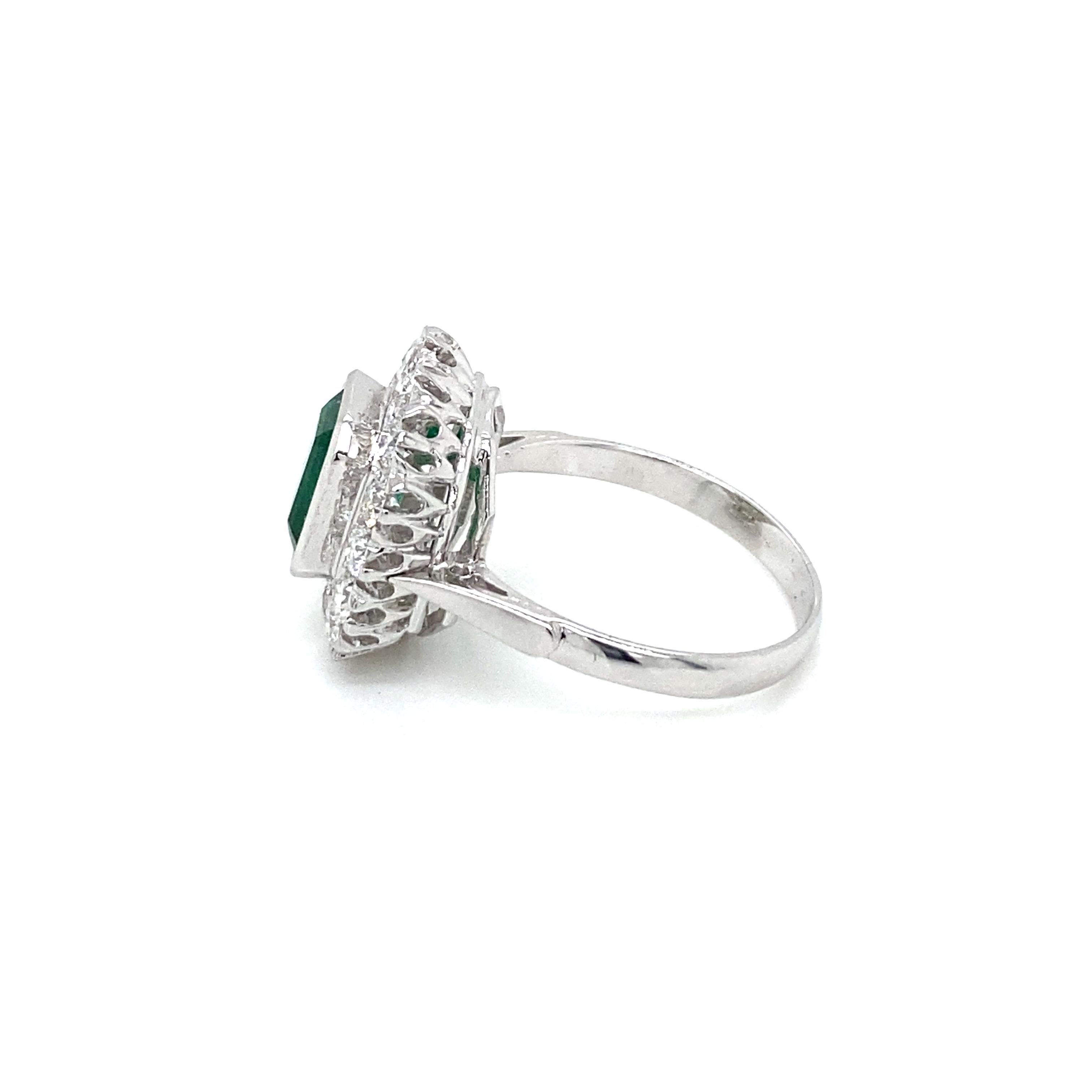 Estate Emerald Diamond Engagement Ring 7