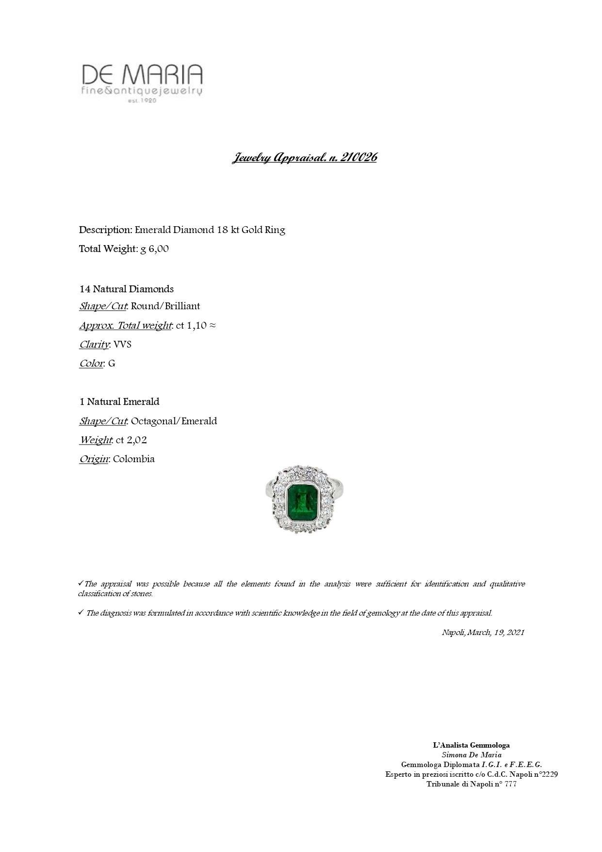 Estate Emerald Diamond Engagement Ring 8