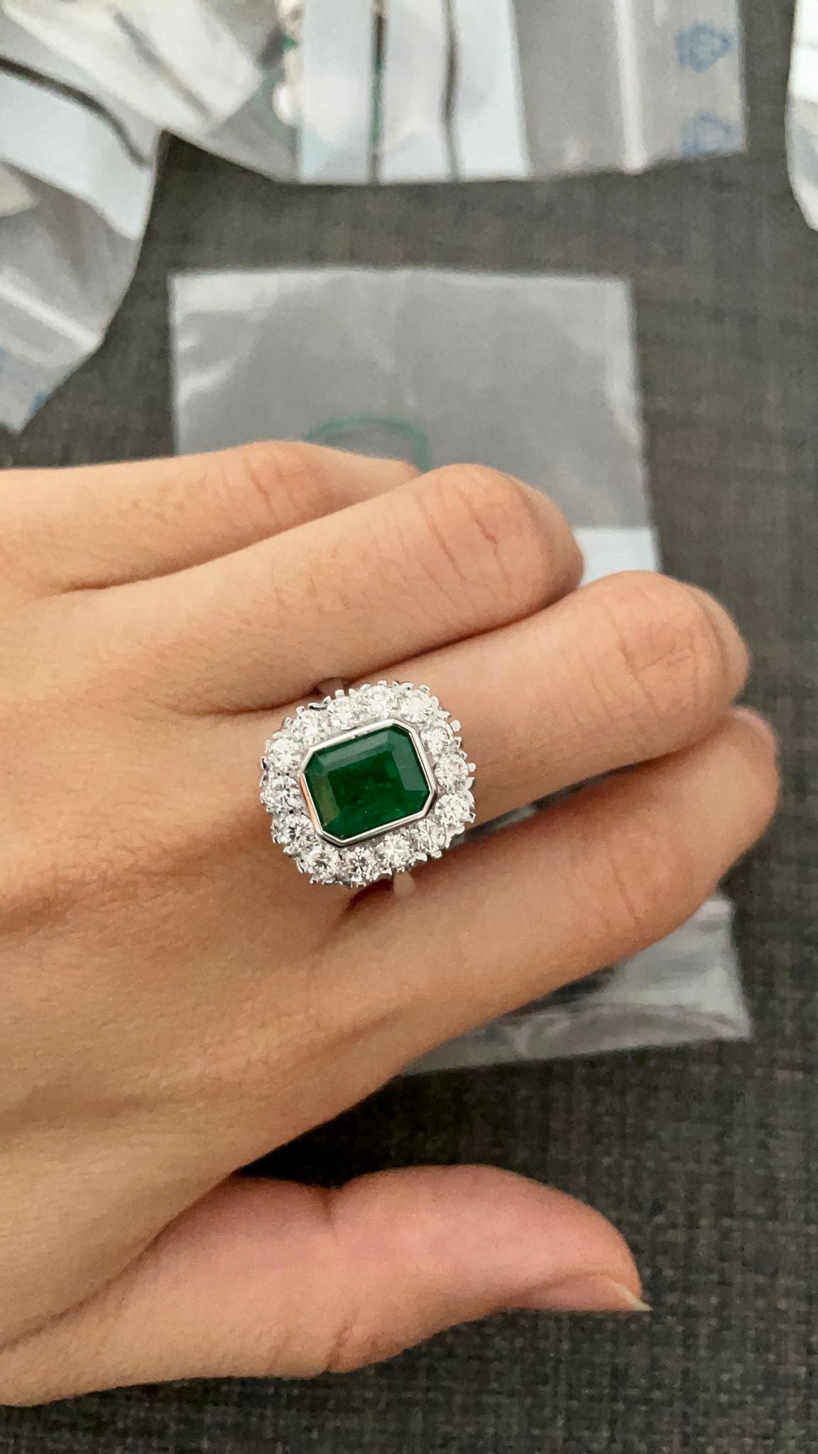 Estate Emerald Diamond Engagement Ring 9