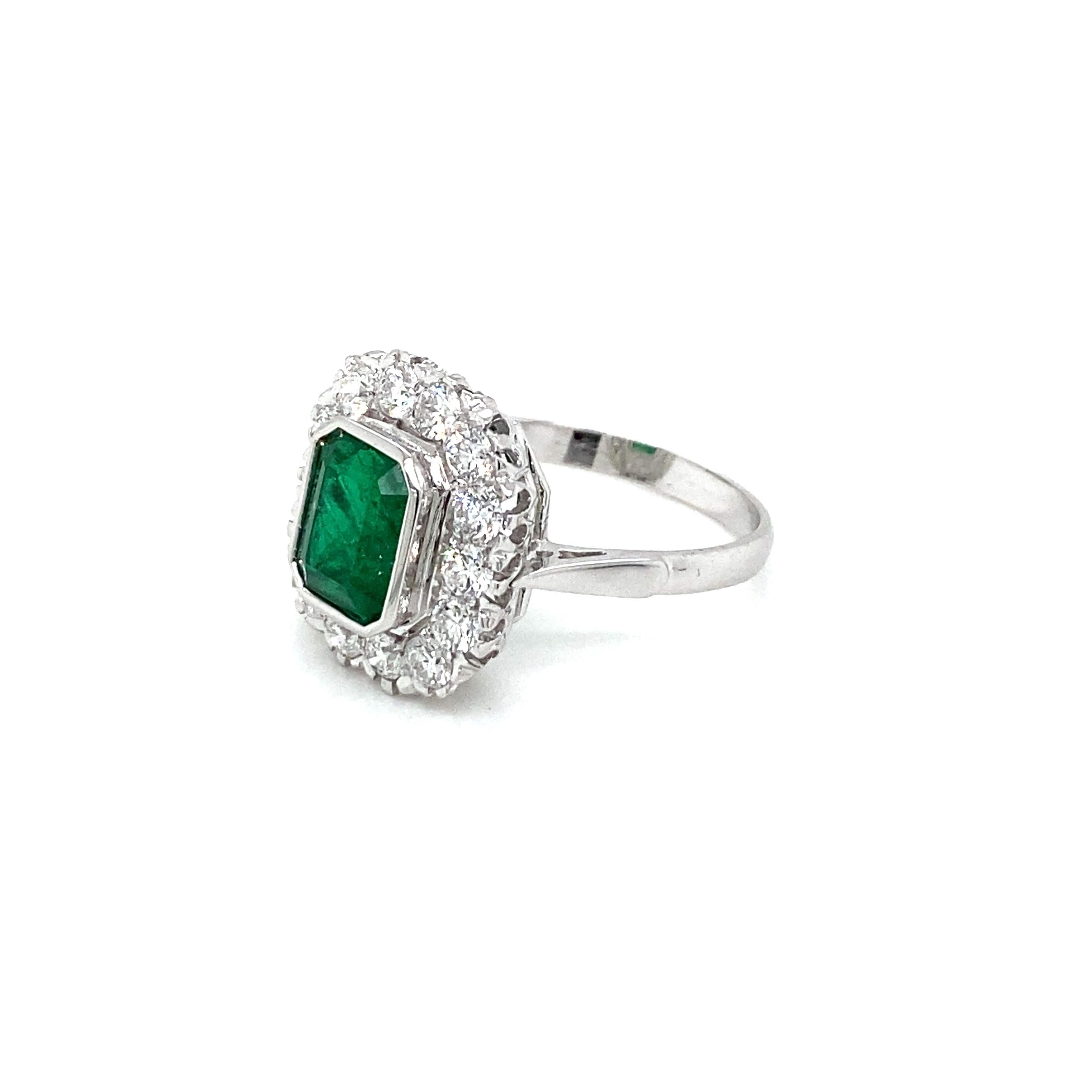 Estate Emerald Diamond Engagement Ring 2