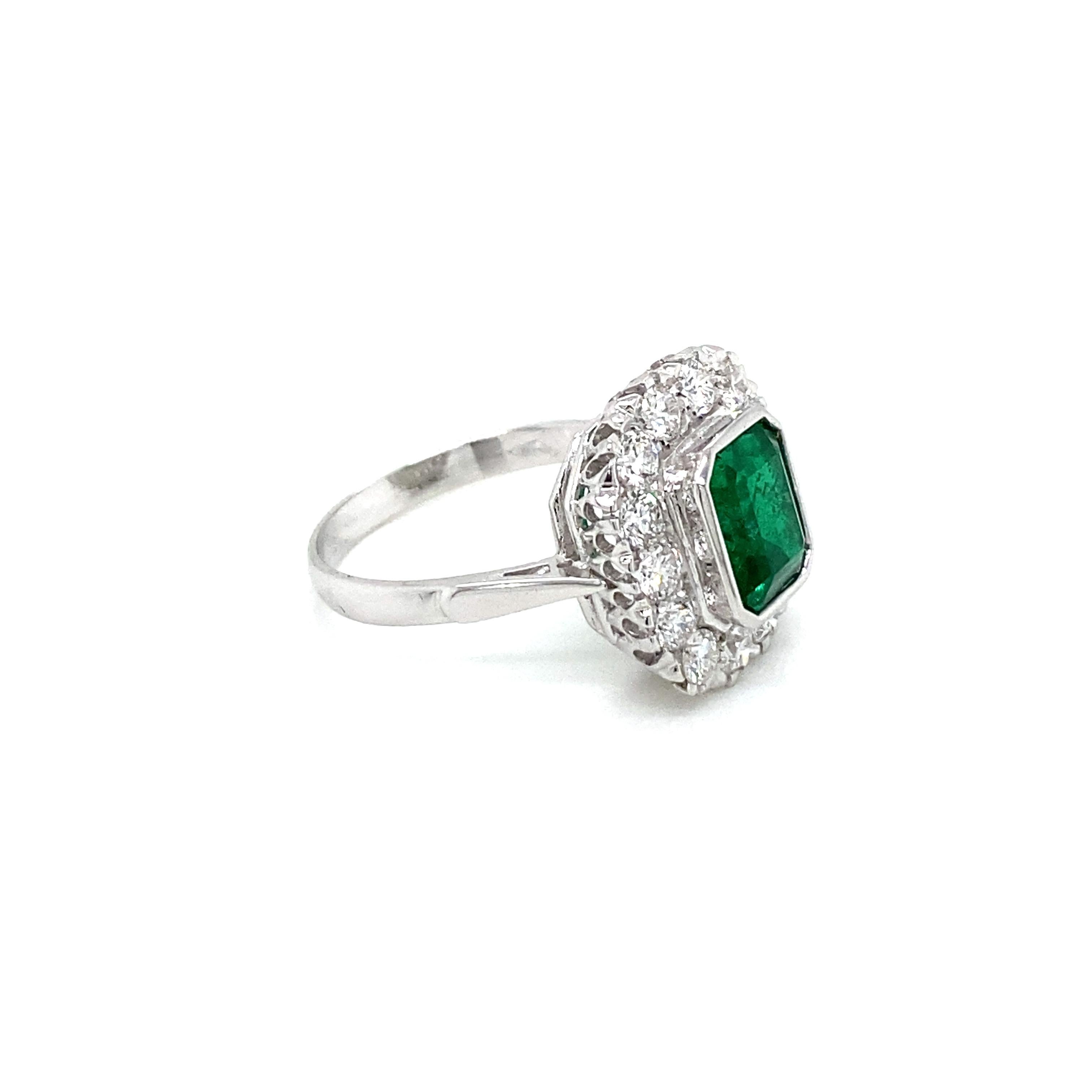 Estate Emerald Diamond Engagement Ring 3