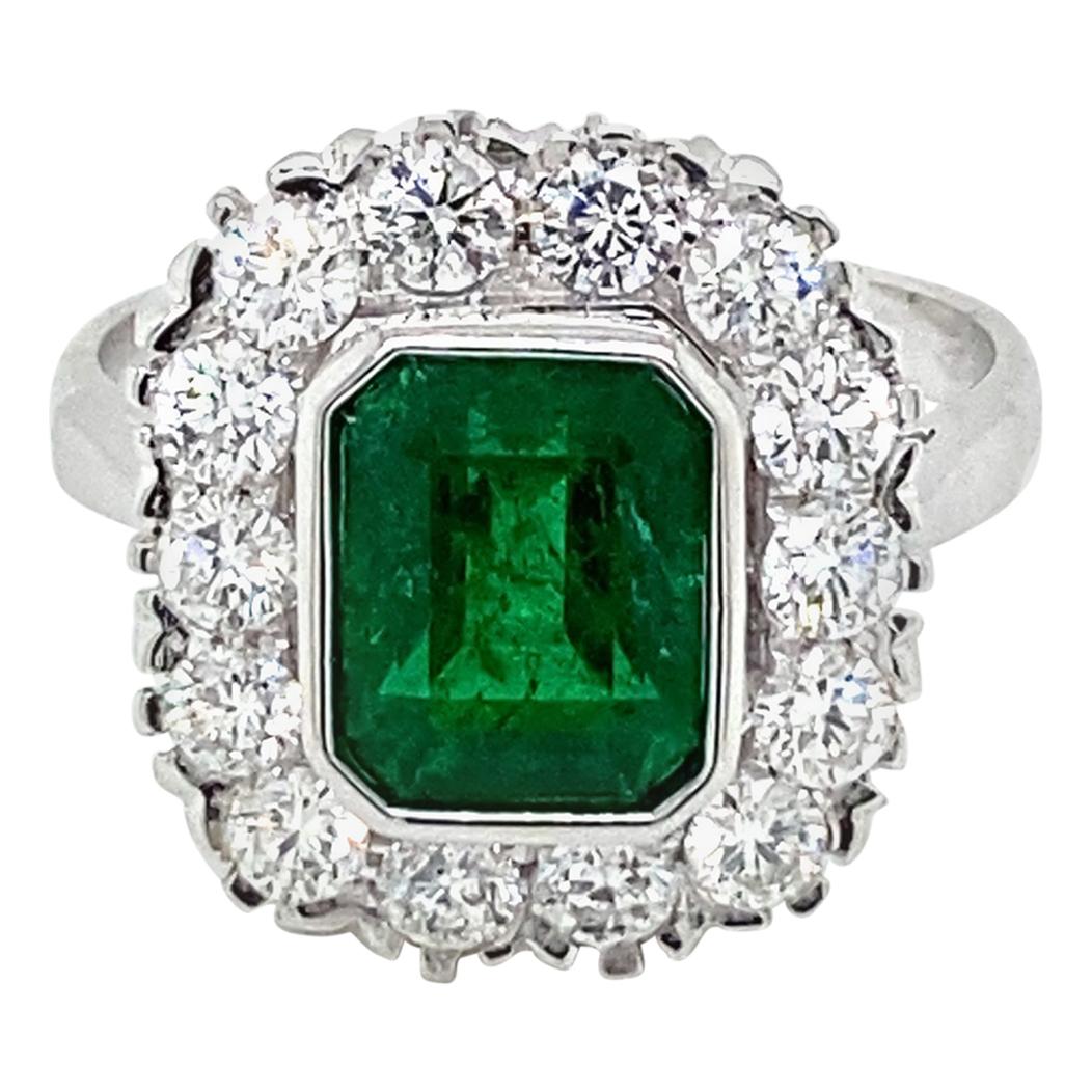 Estate Emerald Diamond Engagement Ring
