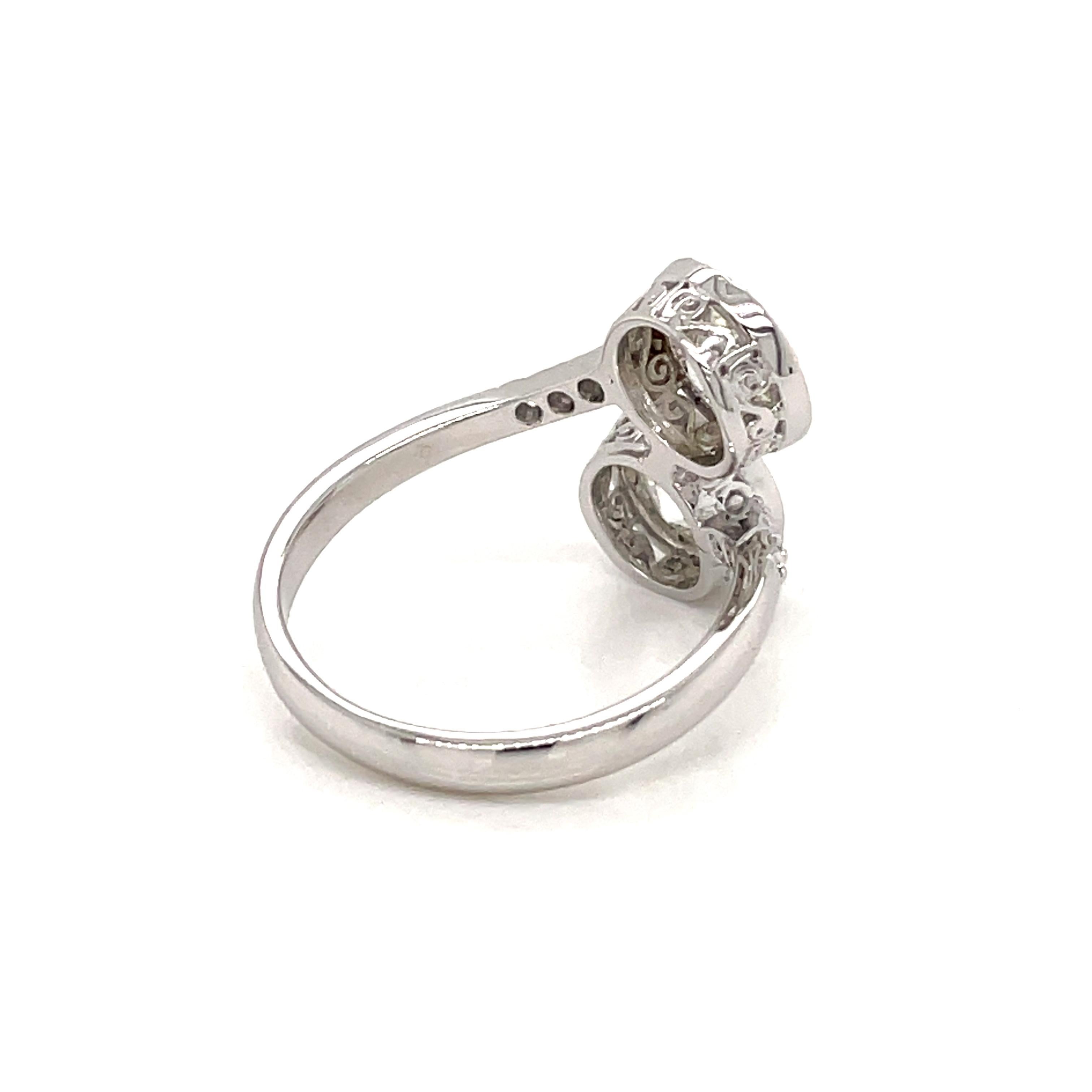 Women's Estate 2 Carat Diamond Bypass Ring For Sale