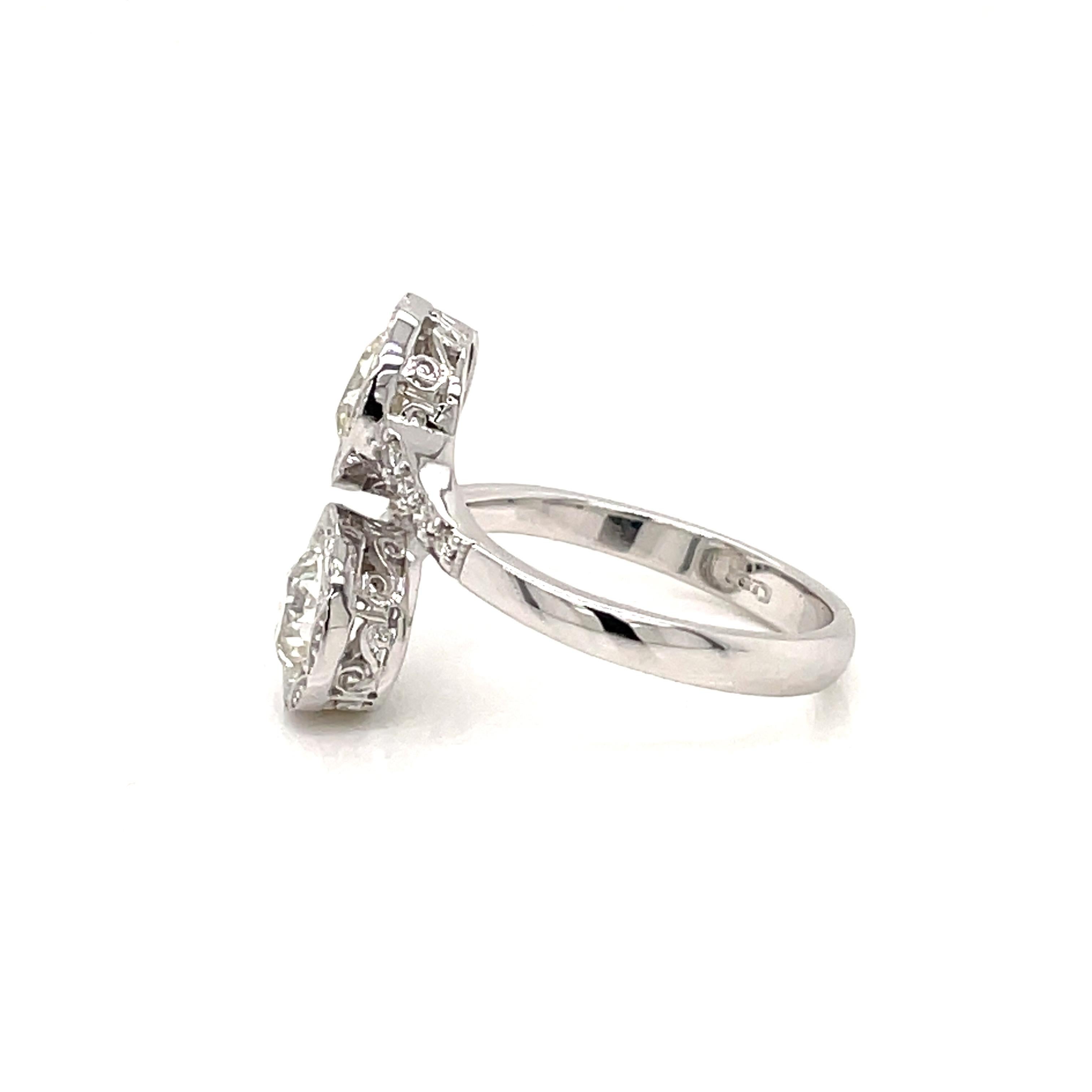 Estate 2 Carat Diamond Bypass Ring For Sale 2