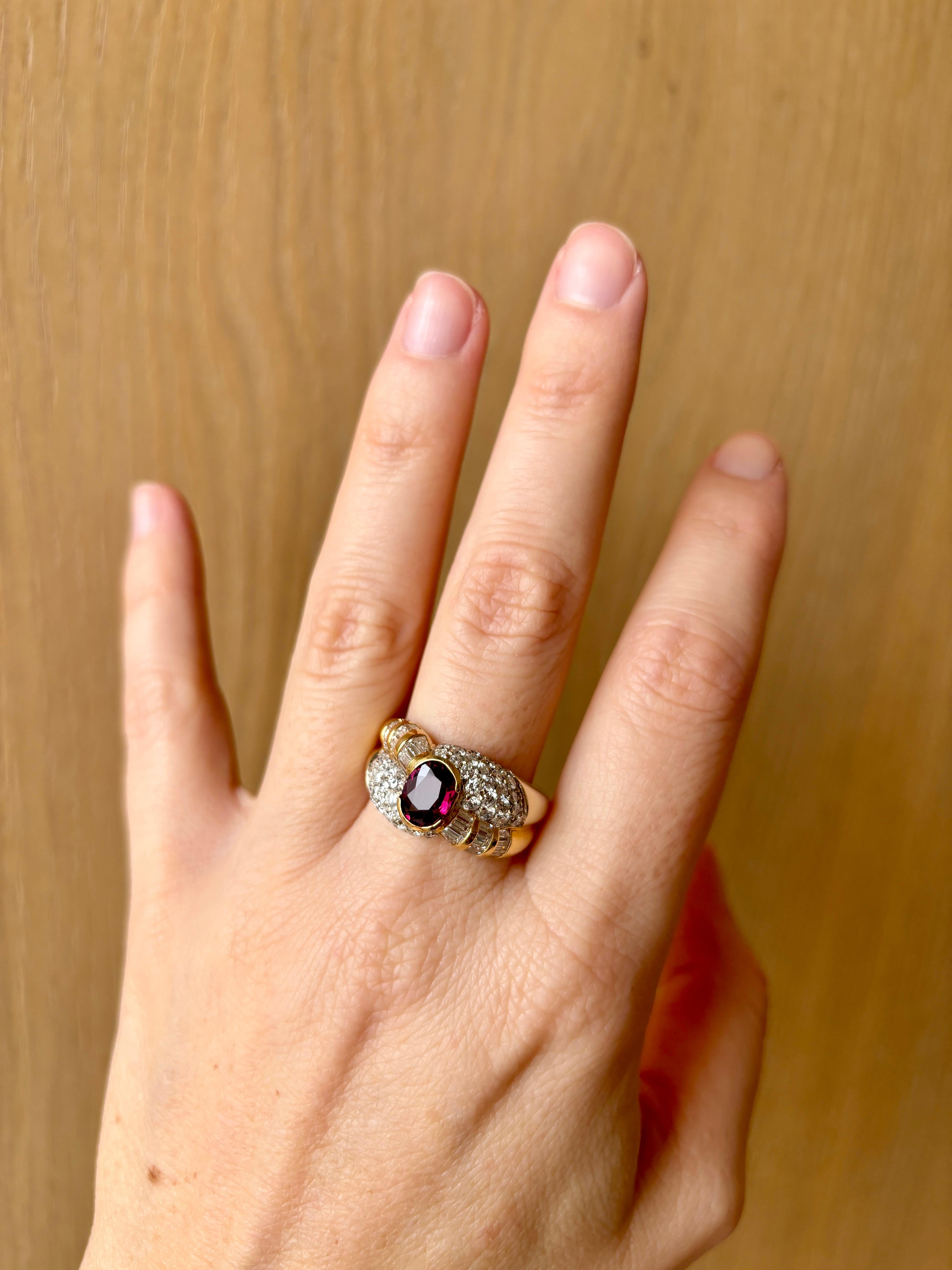 Estate 2 Carat Ruby Diamond Cocktail Ring For Sale 5