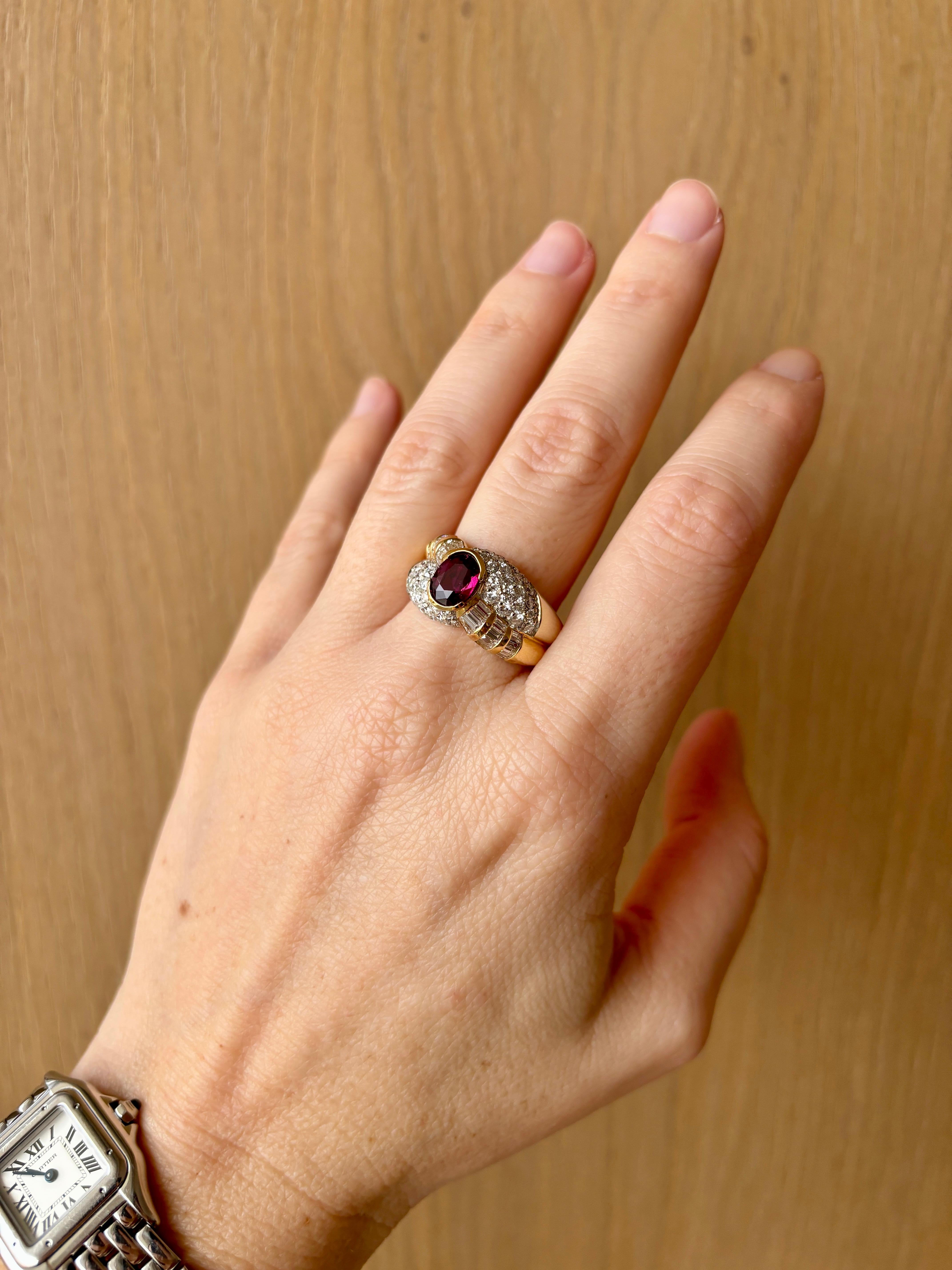 Estate 2 Carat Ruby Diamond Cocktail Ring For Sale 7