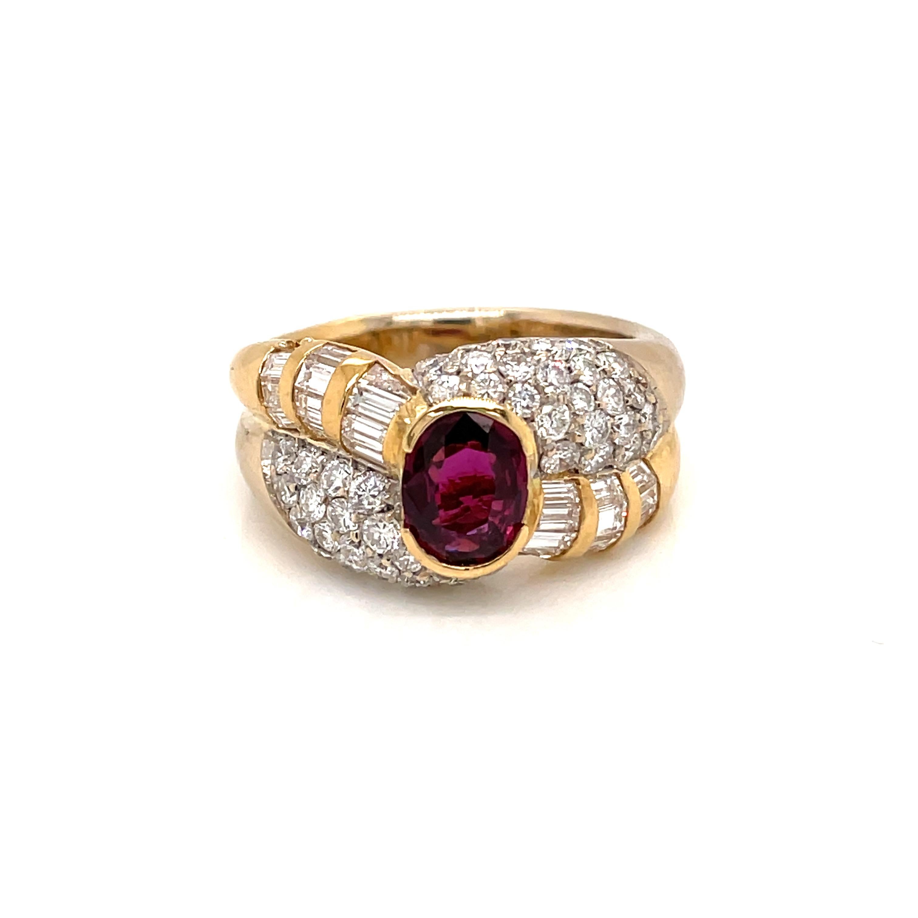 Estate 2 Carat Ruby Diamond Cocktail Ring For Sale 1