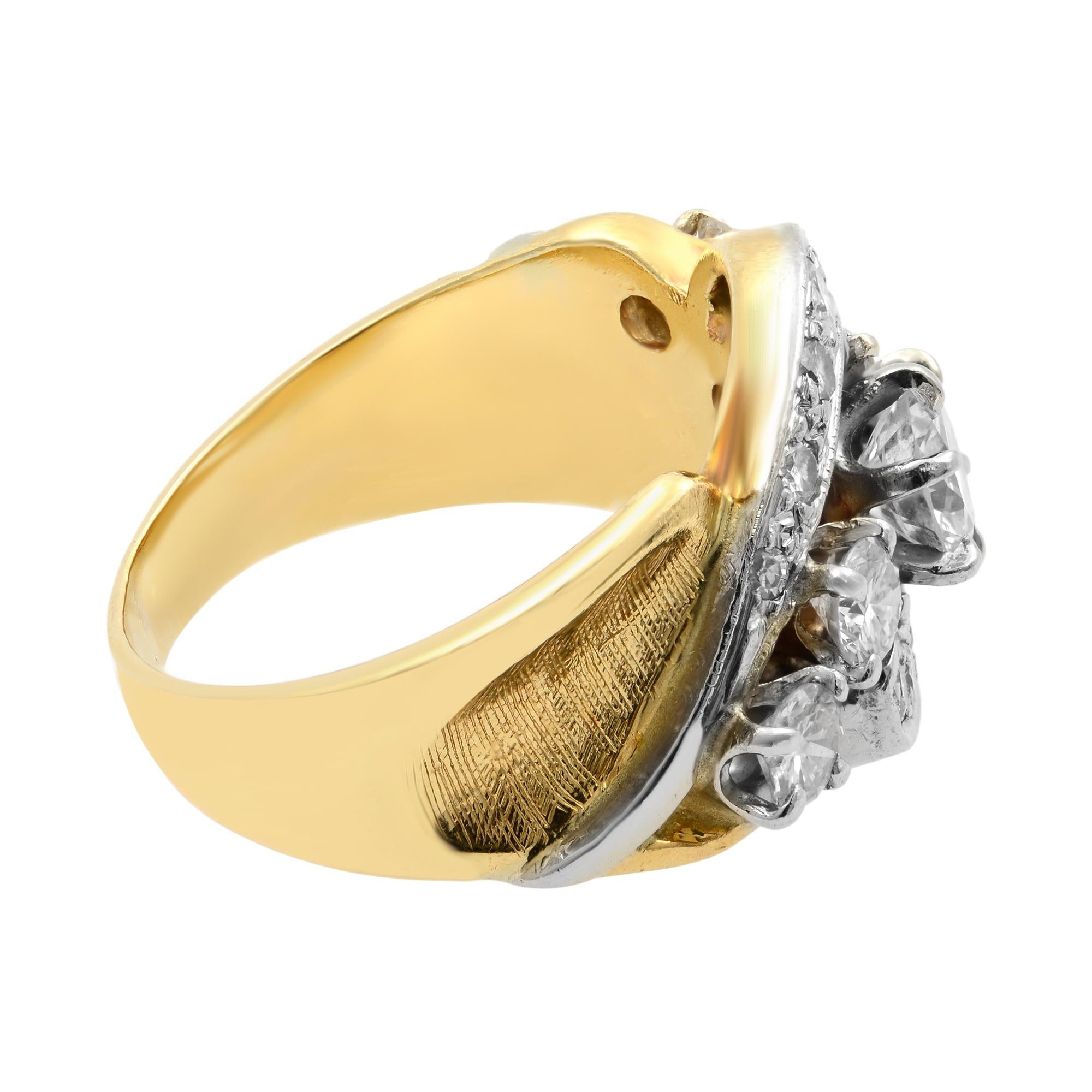 Estate 2.00Cttw Round Cut Diamond Ladies Ring 14K Yellow Gold In Excellent Condition For Sale In New York, NY