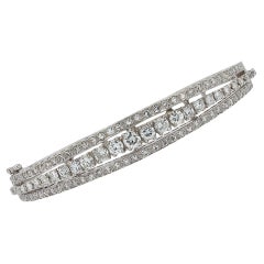 Estate 2.09 Carat 3 Row Diamond White Gold Bangle Bracelet