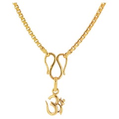 Estate 22 Karat Om Pendant on a Box Link Chain 