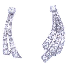 Estate 2.20 Carat Diamond Platinum Earrings