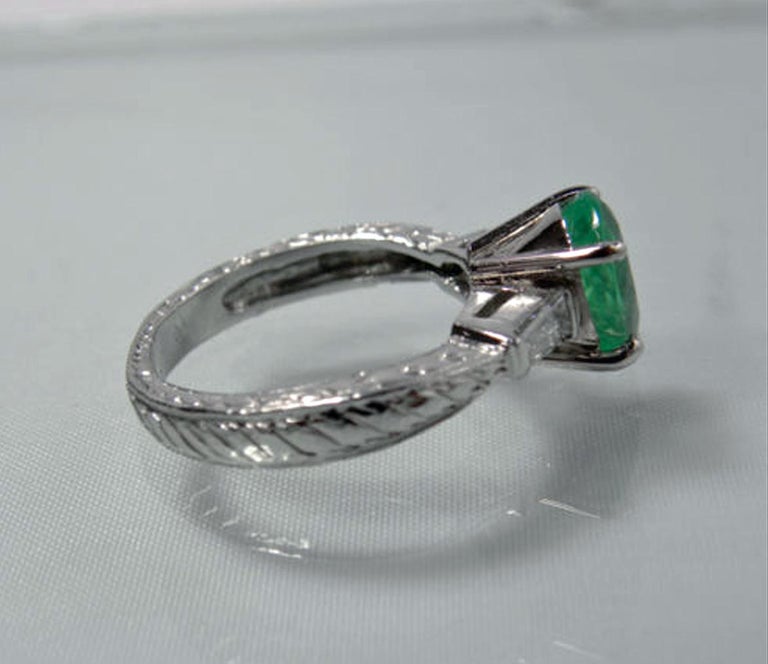 Estate 2.21 Carat Vintage Emerald Diamond Ring Platinum and 18 Karat ...