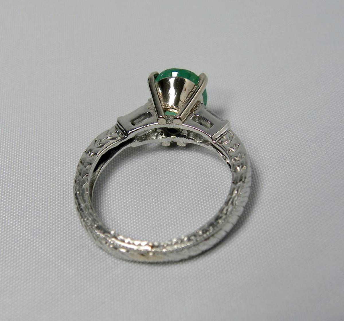 Estate 2.21 Carat Vintage Emerald Diamond Ring Platinum and 18 Karat Gold 3
