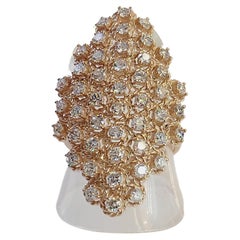 Estate 2.25 Carat Round Cut Diamond Cluster 14 Karat Rose Gold Cocktail Ring